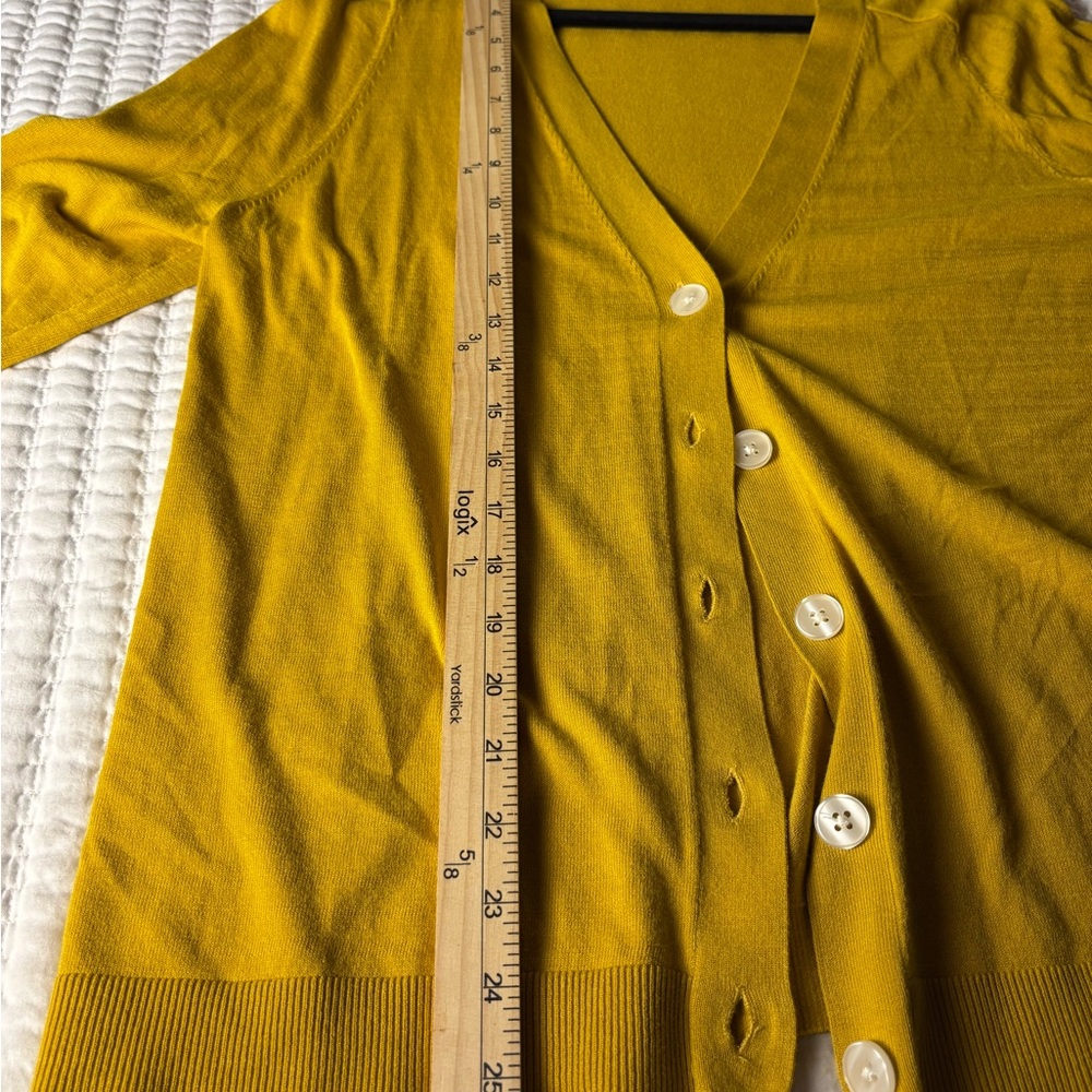 LOFT Mustard Yellow Lightweight Button Front Cardigan Sweater Size‎ L - Picture 5 of 7